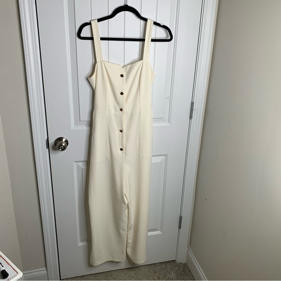 Zara white belted jumpsuit size medium minimalist vacation summer - Picture 2 of 10